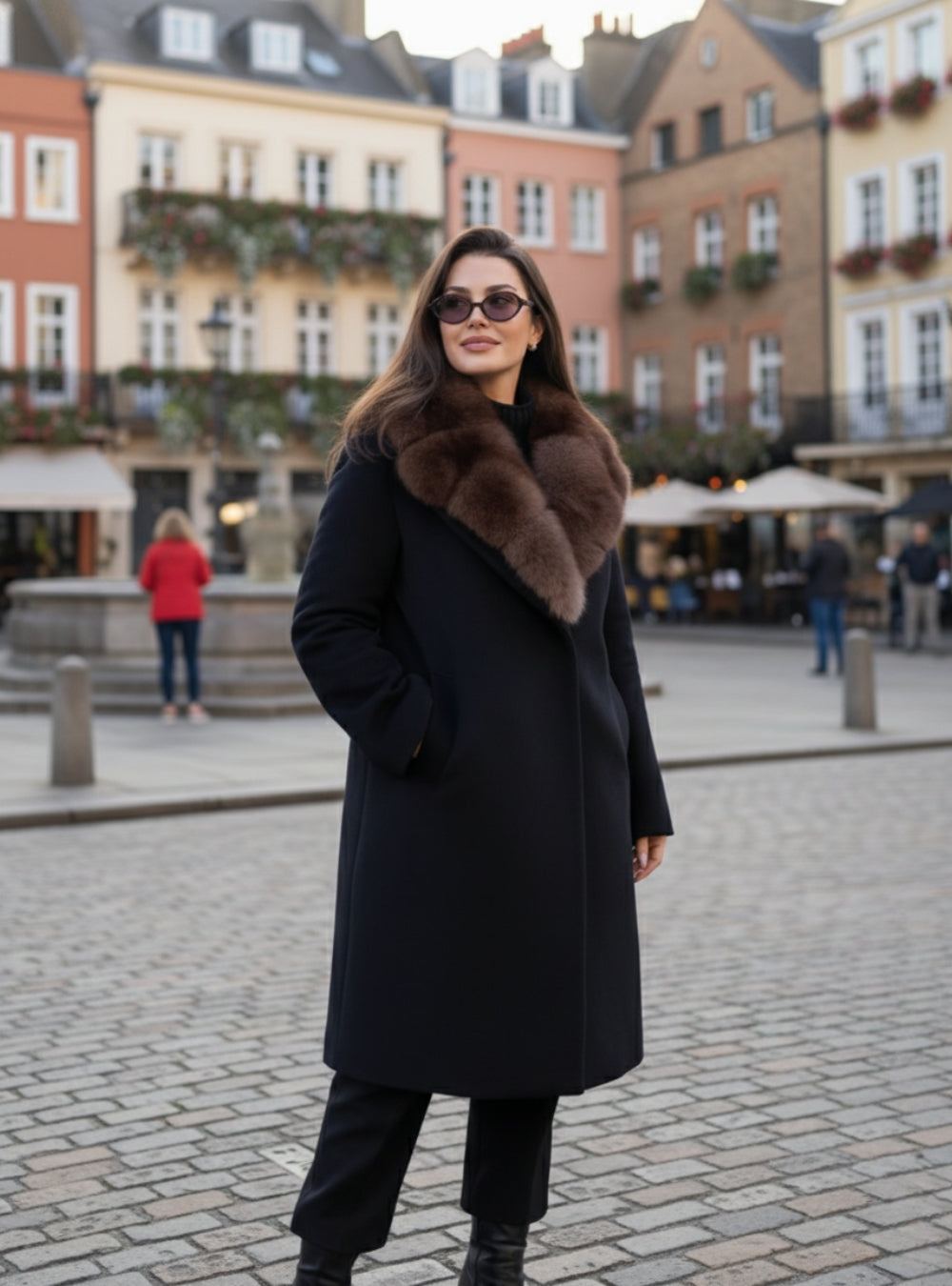 Bria Pelzmantel - Schwarz