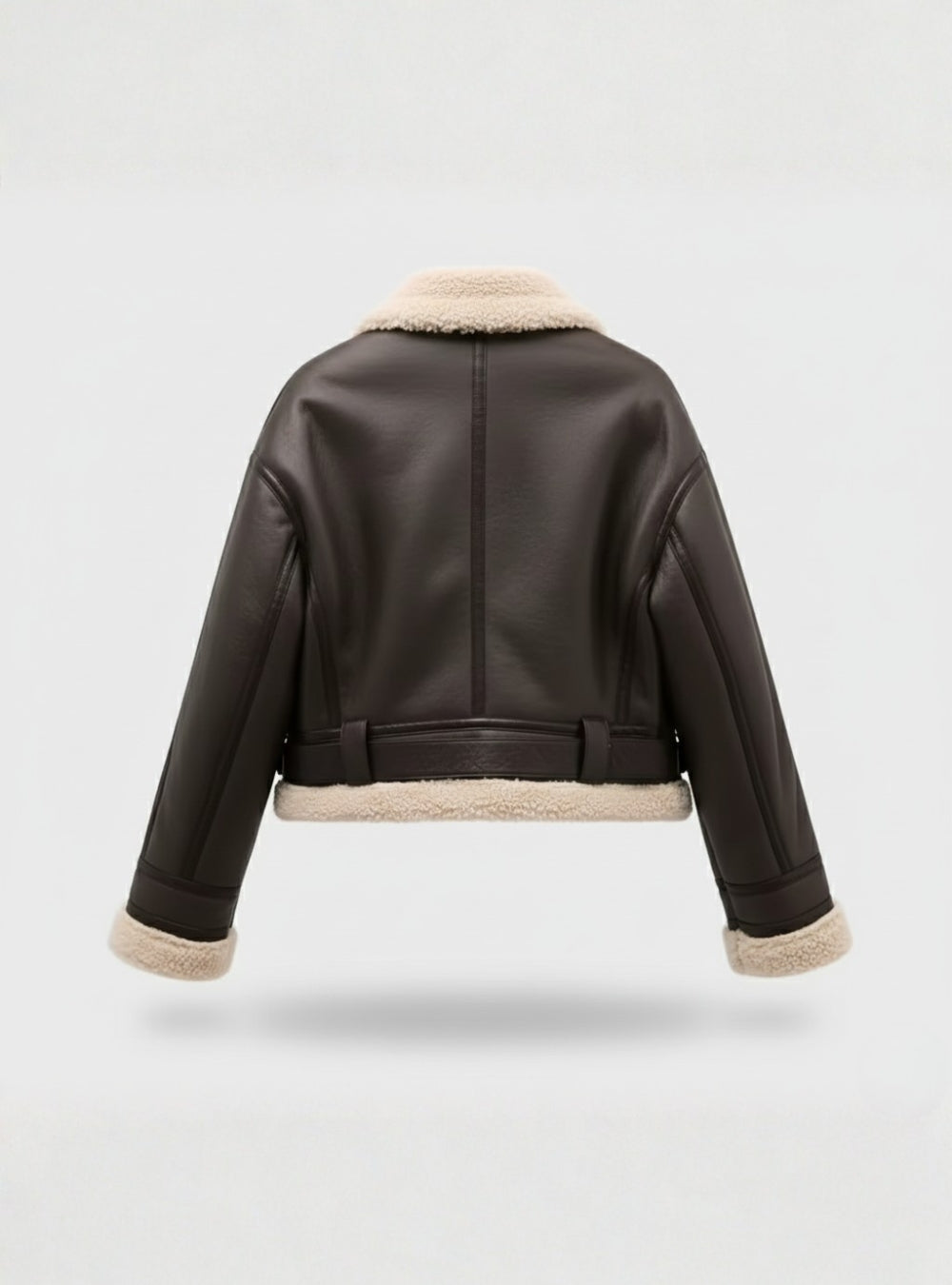 Luxuriöse Lammfell-Bikerjacke - Aviator Style