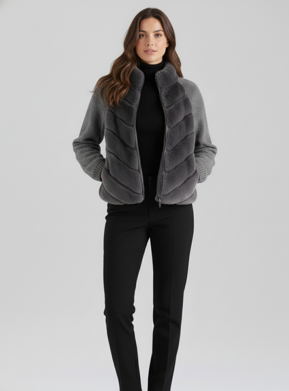 Cenya Pelzjacke – Frostiges Greige